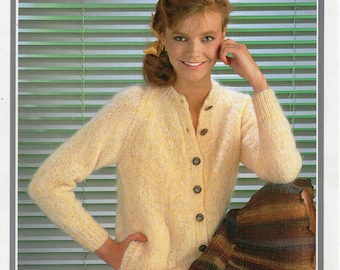 Vintage Mohair Cardigan Knitting Pattern, 32-38 inch (PDF)