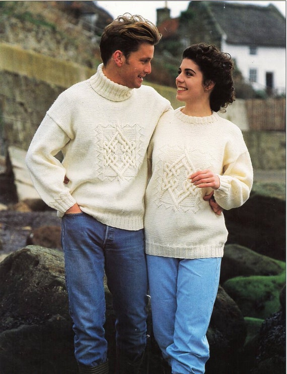 Womens Mens Aran Sweater Knitting Pattern Pdf Womens Celtic Knot