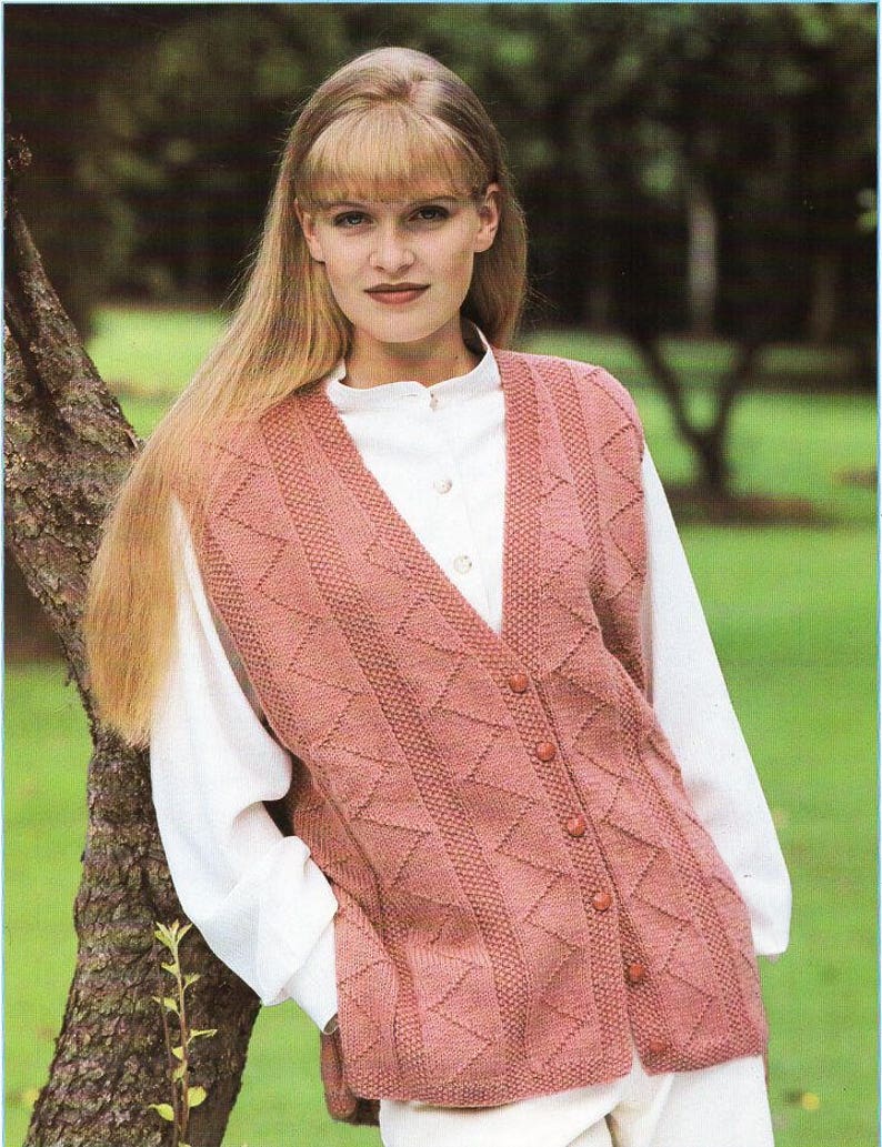 Ladies waistcoat knitting pattern pdf womens vest gilet long Etsy