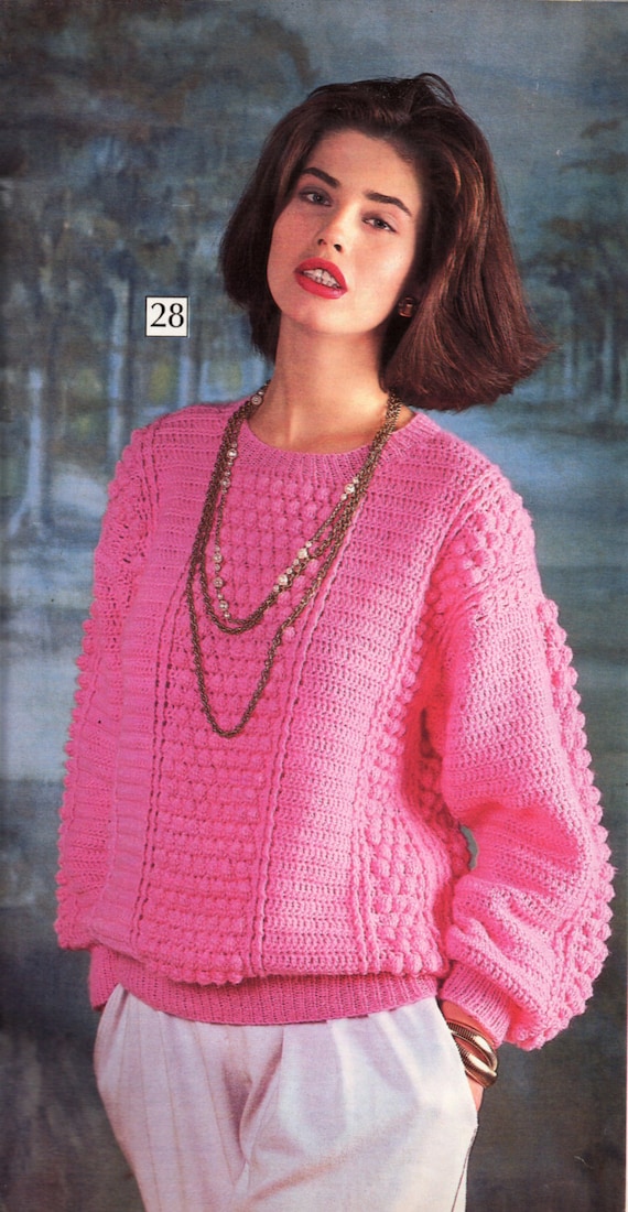 Womens Crochet Sweater Crochet Pattern Bobble Stitch Crochet
