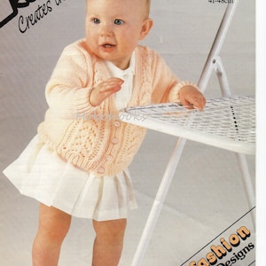baby cardigan knitting pattern pdf baby jacket v or round neck 16 to 19 inch chest DK light worsted 8ply PDF instant download