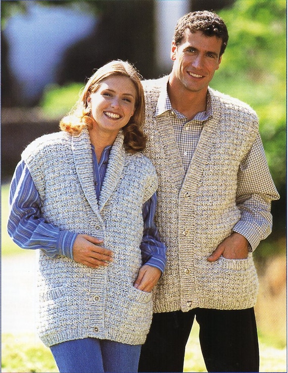 Womens mens gilet knitting pattern pdf ladies waistcoat vest | Etsy