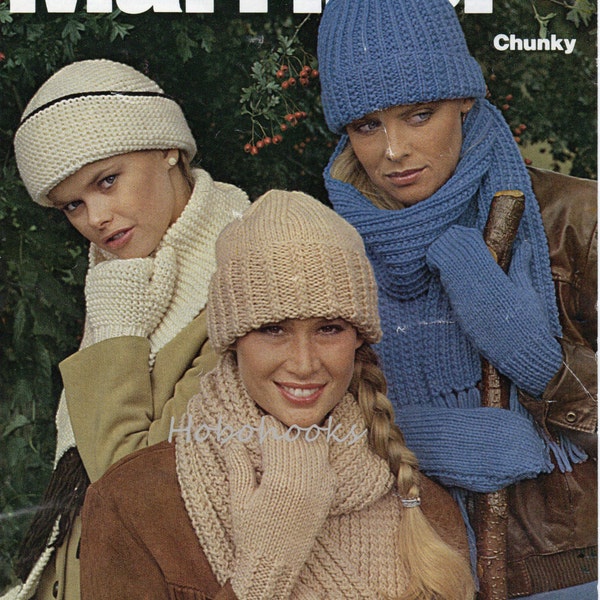 womens chunky hats knitting pattern pdf download scarves and mittens 3 styles chunky / bulky yarn womens knitting patterns instant download