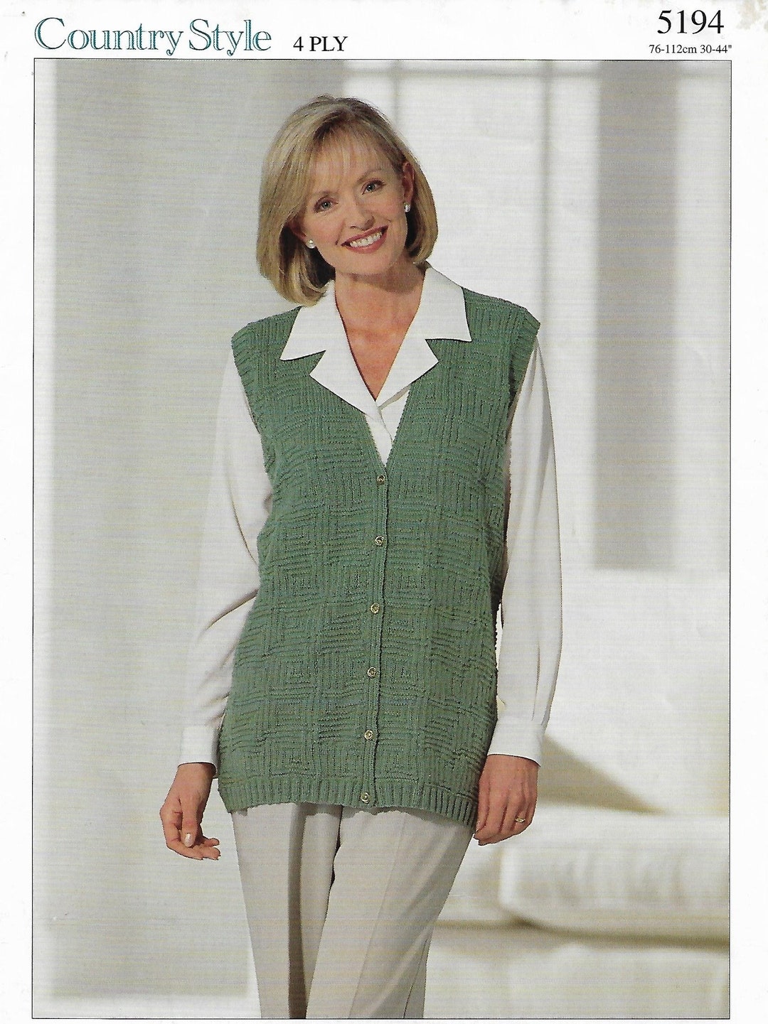 Womens Long Waistcoat Knitting Pattern Pdf Ladies Gilet Vest 3044 4ply