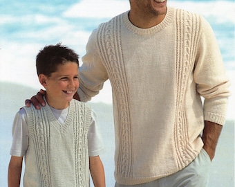 Mens Knitting Pattern Mens Sweater Mens Slipover Boys Sweater Boys Slipover 28-50 inch DK Mens Knitting Patterns PDF Instant Download