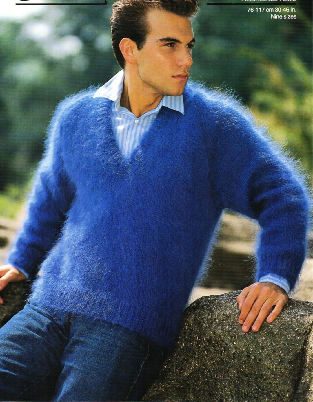 Mens Mohair Sweater Knitting Pattern Pdf Mans Classic V Neck