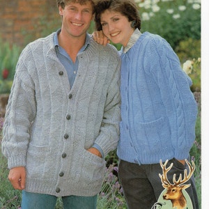 womens mens cardigan knitting pattern pdf ladies long jacket 34-44&quot; chunky bulky 12ply unisex knitting pattern pdf instant download