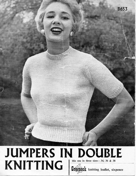Vintage Womens Knitting Pattern Pdf Fitted Sweaters Ladies Round Neck Jumpers 1950s 34 38 DK Light Worsted 8 Ply Pdf Instant Download Etsy Canada