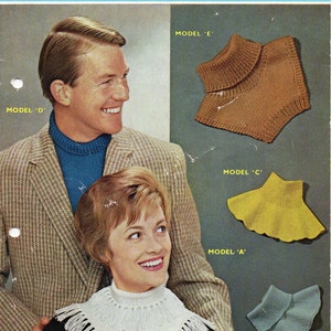 women mens wind cheaters knitting pattern pdf neck warmer scarf in 5 styles Vintage 1950s DK & 4 Ply - pdf instant download
