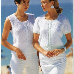 womens top knitting pattern pdf ladies tops short sleeve and sleeveless summer tops 30-42&quot; 4ply fingering boucle pdf instant download
