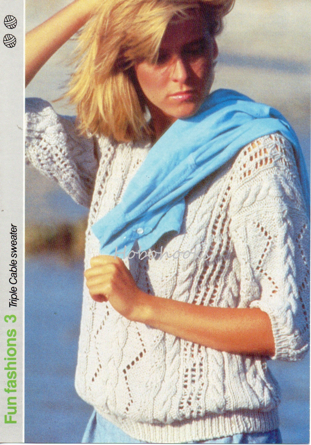 Womens Cotton Cable Sweater Knitting 