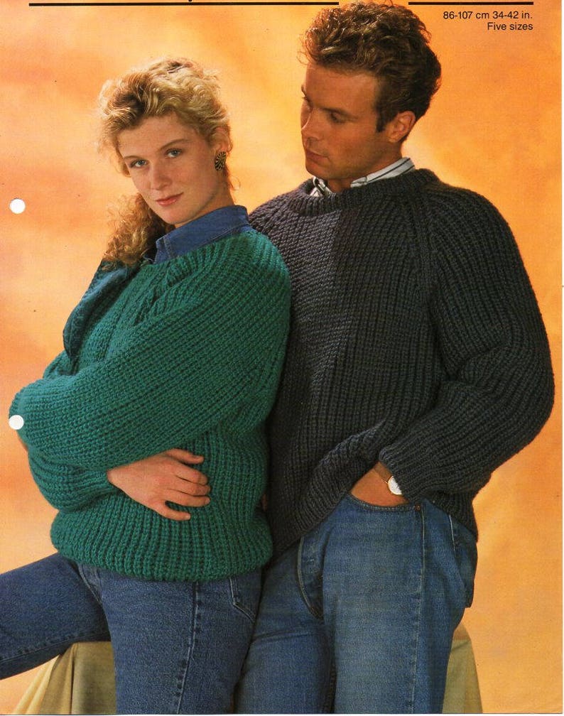 Womens / Mens Fishermans Rib Sweater Knitting Pattern Pdf Etsy UK