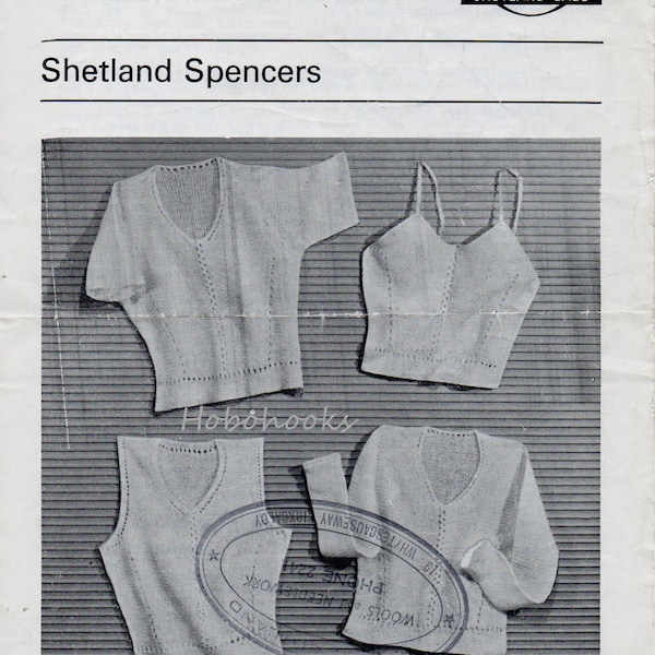 Vintage womens spencers knitting pattern pdf ladies undertops vests 34-40 inch Shetland lace 2ply pdf instant download