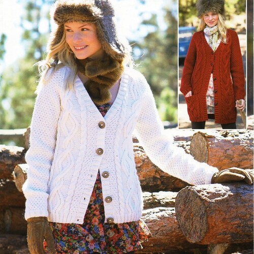Womens Aran Cardigan Knitting Pattern 