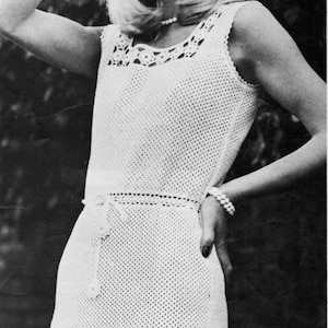 vintage womens crochet dress CROCHET PATTERN pdf ladies crochet dress 32-36&quot; thread crochet cotton  pdf digital download