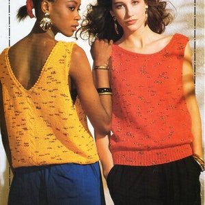 womens v back top knitting pattern pdf ladies vest summer top sleeveless sweater 32-38&quot; aran worsted 10ply pdf instant download