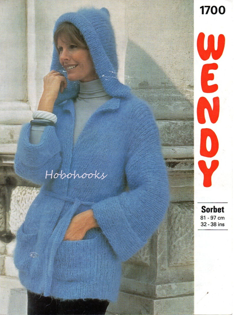 Womens Hooded Mohair Jacket Knitting Pattern Pdf Mohair Coat Etsy