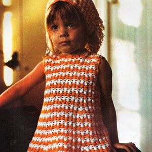 vintage girls crochet dress crochet pattern pdf childs crochet sleeveless summer dress headscarf 20-22&quot; 4ply fingering pdf instant download