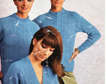Vintage Cable Knit Cardigan Sweater Pattern (PDF Download)
