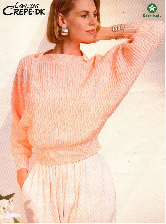 Womens Dolman Sweater Knitting Pattern Pdf Ladies Batwing Jumper