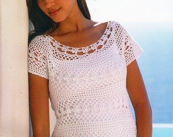 Lacy Crochet Sweater Pattern, 4 Ply Cotton (PDF Download)