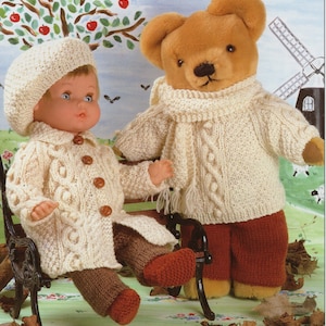 Doll Clothes Knitting Pattern PDF for 12 - 14, 15 - 18 and