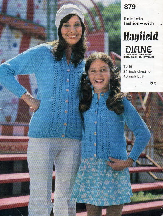 Vintage Womens Cardigan Knitting Pattern Pdf Ladies V or Round