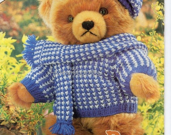 Teddy bear clothes knitting pattern pdf Teddy outfits teddy clothes 10 styles, 38,43 and 48 cm high DK 4ply - pdf instant download