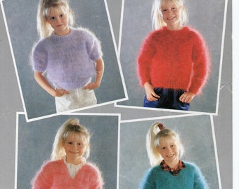 Childrens Mohair Jumper Knitting Pattern PDF Girls Mohair Childrens Mohair Jumper Knitting Pattern PDF Girls Mohair