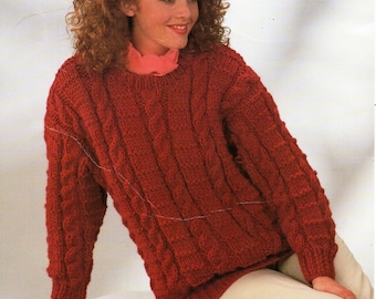 Womens Cable Knit Sweater Pattern, Super Chunky Jumper (PDF Download)