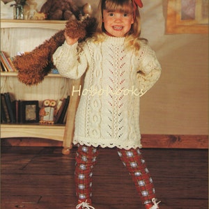 Girls Knitting Pattern girls aran dress baby dress childs dress 20-30 inches Aran Wool Childrens Knitting Pattern - PDF instant download