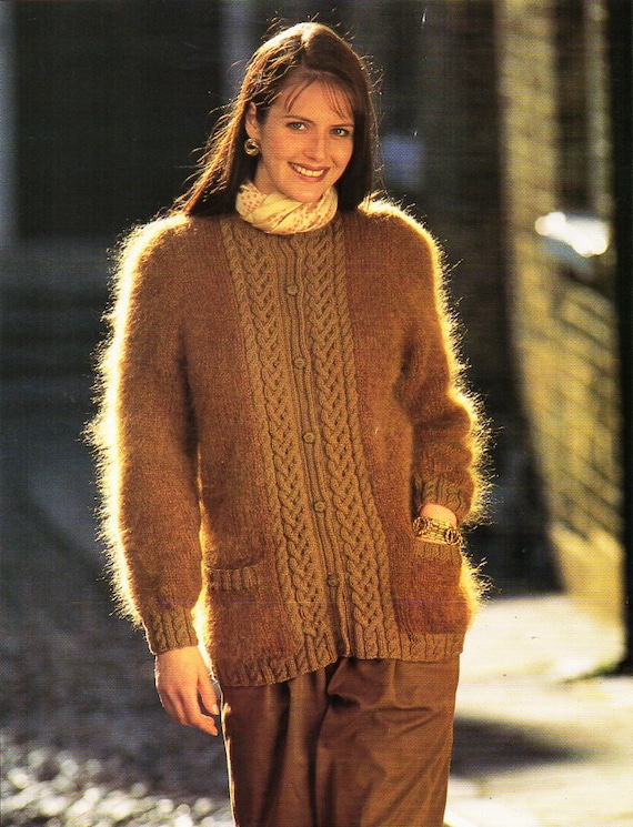 Womens Mohair Cardigan Knitting Pattern Pdf Ladies Long Mohair