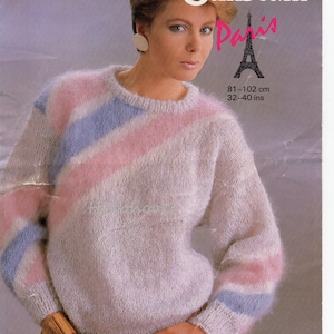 Mohair Sweater Knitting Pattern – Ladies Jumper (32-40" Bust) (PDF Download)