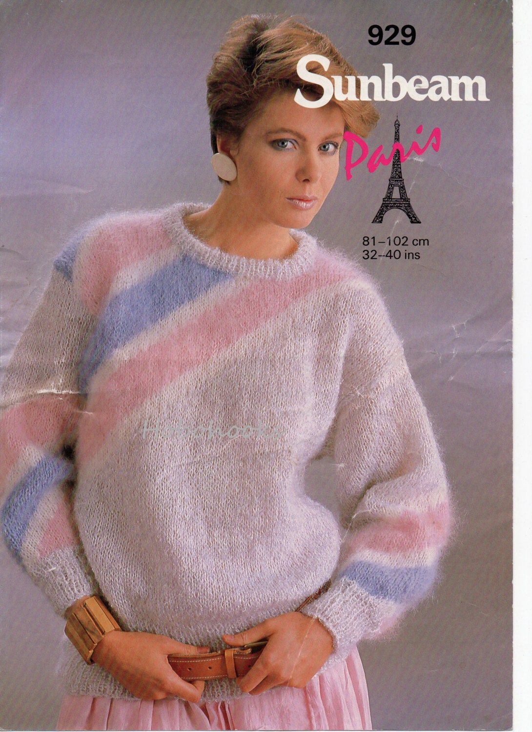 Ladies mohair sweater knitting pattern pdf womens mohair jumper - 32 to 40 inch bust - 10 Ply Mohair PDF instant download