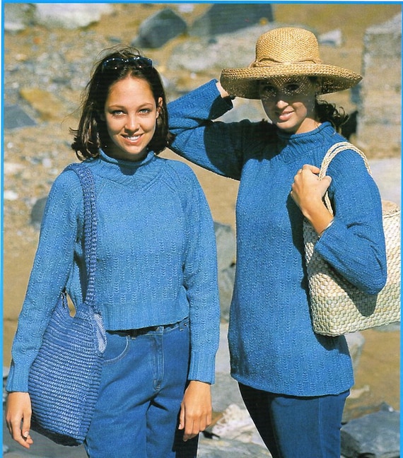womens tunic sweater KNITTING PATTERN pdf ladies long or short jumper 82 102 cm DK Lt. Worsted 8ply yarn pdf instant download