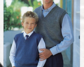 Mens V-Neck Slipover Knitting Pattern, Various Weights (PDF Download)