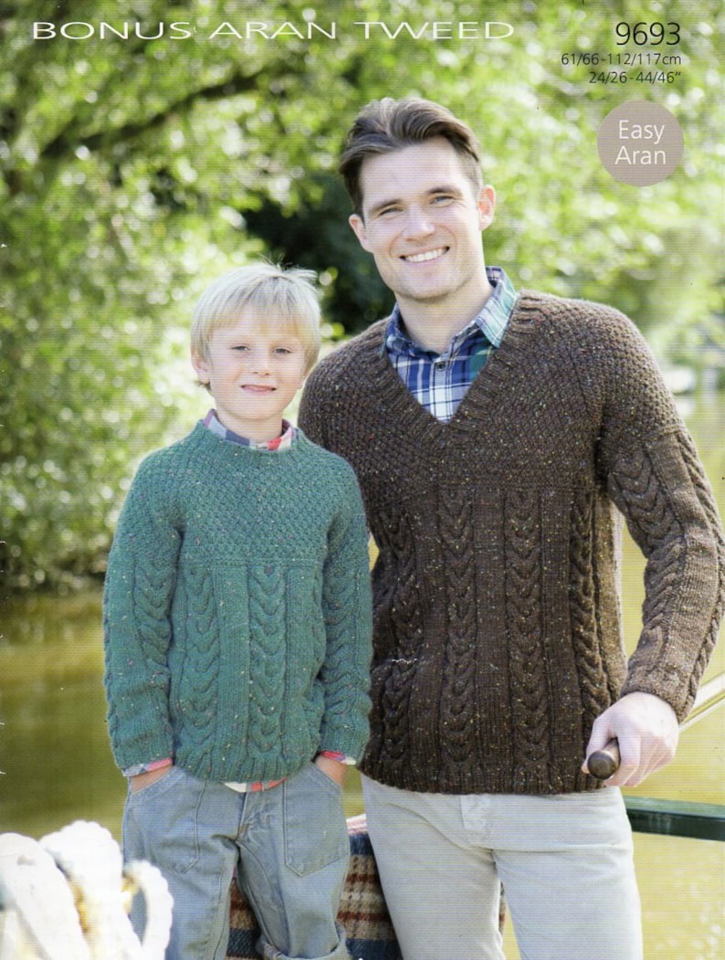 Mens Cable Sweater Knitting Pattern Pdf Download Mens Crew or V Neck ...