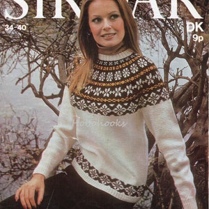 vintage knitting pattern PDF womens fairisle sweater 34-40 inch DK Ladies Knitting Pattern PDF instant download