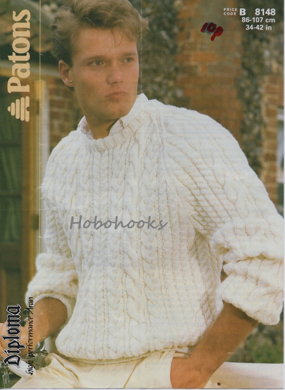 Mens aran jumper knitting best sale patterns