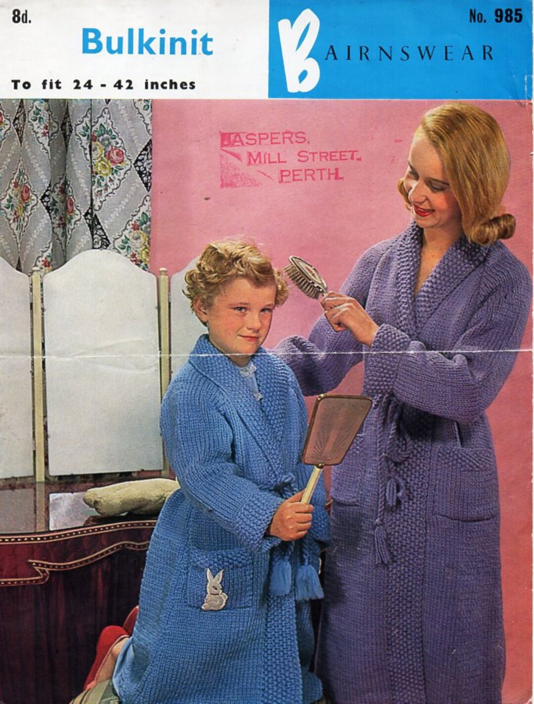 Vintage Womens Dressing Gown Knitting Pattern Pdf Ladies Childrens Mens