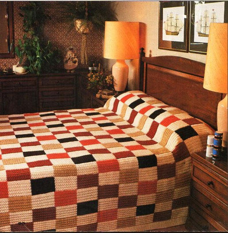 Patchwork blanket bedspread knitting pattern pdf knitted Etsy