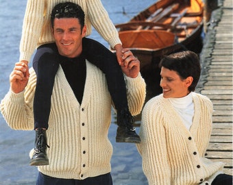 ribbed cardigan sweater knitting pattern pdf womens mens childrens rib jacket jumper 26-46" aran worsted 10ply pdf instant download