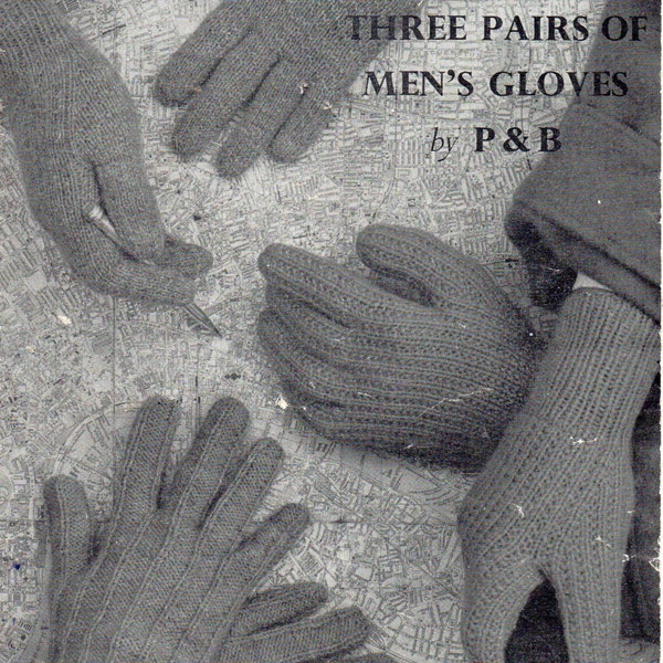 mens gloves knitting pattern 1950s 4 needles patterned gloves DK / 8 ply & 4 ply mens knitting patterns pdf instant download