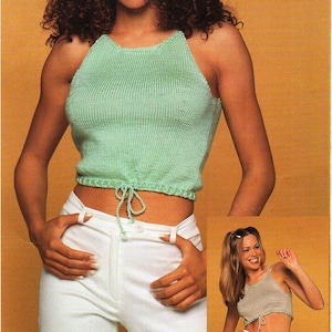 womens top knitting pattern pdf ladies summer tops crop tops 24-36" DK light worsted 8ply pdf instant download