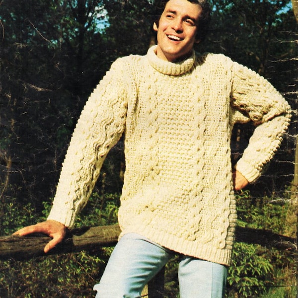 mens crochet sweater pattern CROCHET PATTERN pdf download mens crochet aran style jumper pattern 40-44" aran worsted 10ply Instant Download