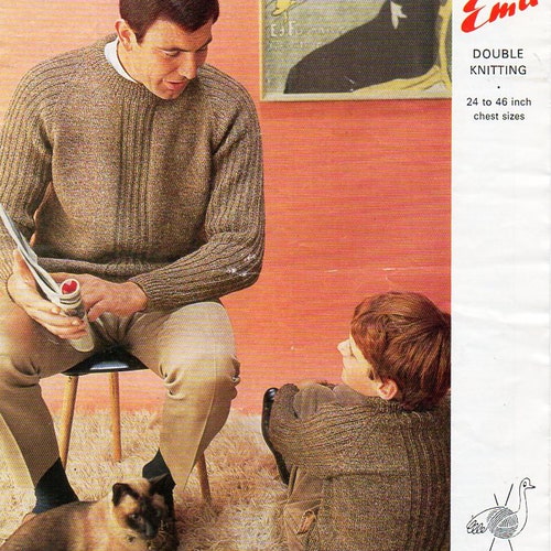 Vintage Mens Sweater Knitting Pattern PDF DK Crew Neck Rib Etsy