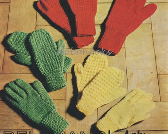 childrens  ladies gloves and mittens knitting pattern pdf - 3 to 10 years & ladies - 4Ply fingering Knitting Pattern - PDF instant download