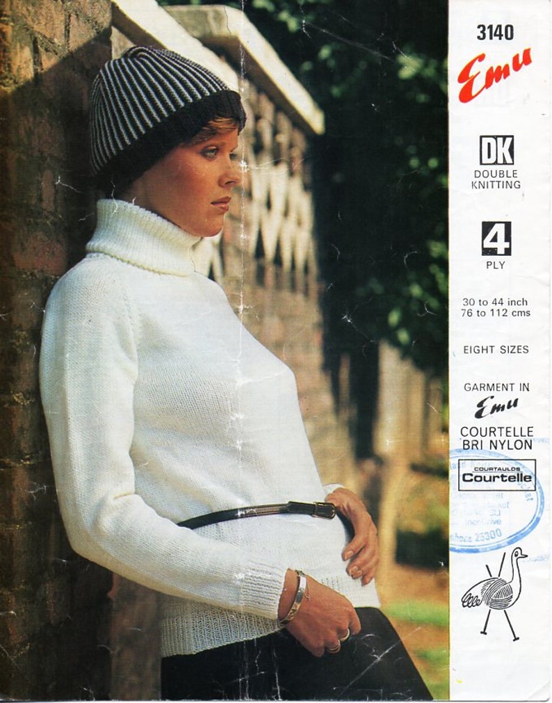 Womens 4ply / DK polo neck sweater knitting pattern PDF