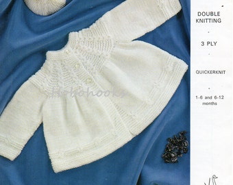 Vintage Baby Matinee Coat Knitting Pattern, 1-12 Months (PDF Download)