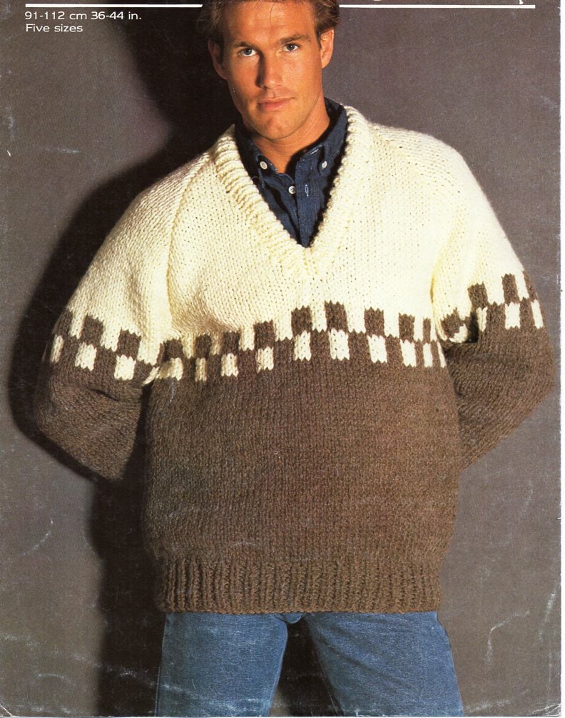 Mens super chunky sweater knitting pattern pdf mens super | Etsy